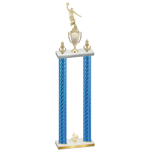 Double Blue Carbon Fiber Fourth Place Basketball Trophy