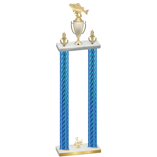 Double Blue Carbon Fiber Third Place Fishing Trophy