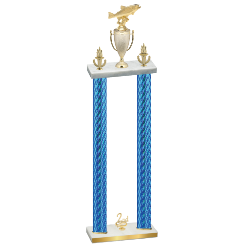 Double Blue Carbon Fiber Second Place Fishing Trophy