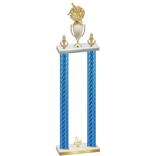 Double Blue Carbon Fiber Third Place Baseball Trophy