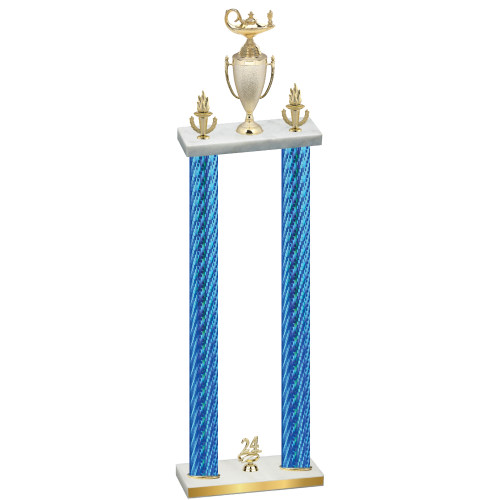 Double Blue Carbon Fiber Year Academics Trophy