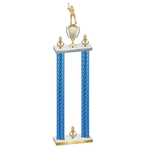 Double Blue Carbon Fiber Victory Baseball Trophy