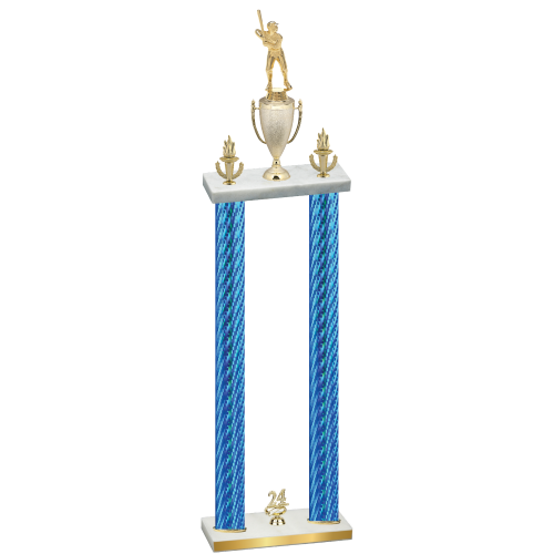Double Blue Carbon Fiber Year Baseball Trophy