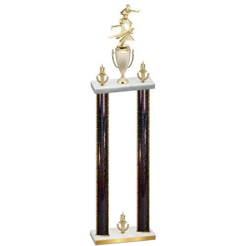 Double Black Glacier Victory Flag Football Trophy