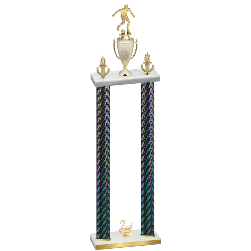 Double Black Carbon Fiber Second Place Soccer Trophy