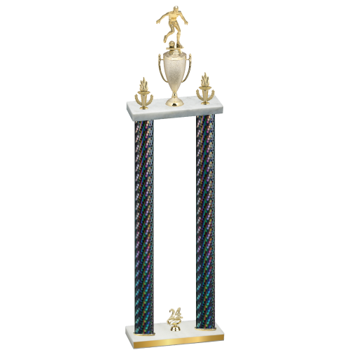 Double Black Carbon Fiber Year Soccer Trophy