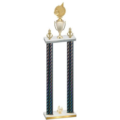 Double Black Carbon Fiber Fourth Place Volleyball Trophy