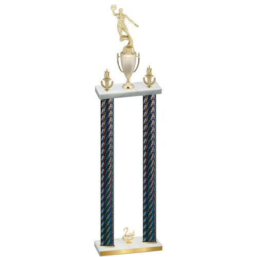 Double Black Carbon Fiber Second Place Basketball Trophy