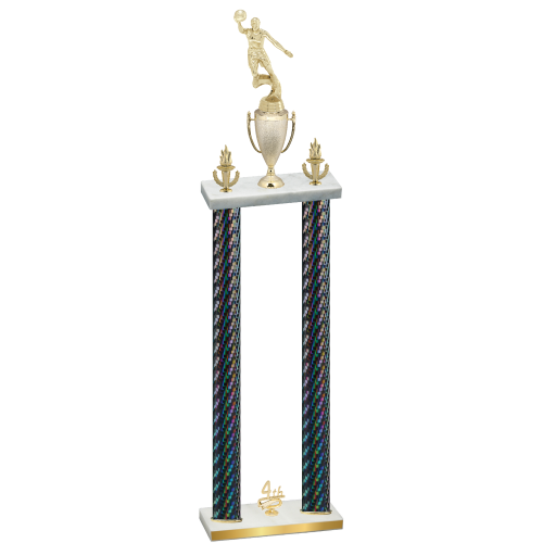 Double Black Carbon Fiber Fourth Place Basketball Trophy