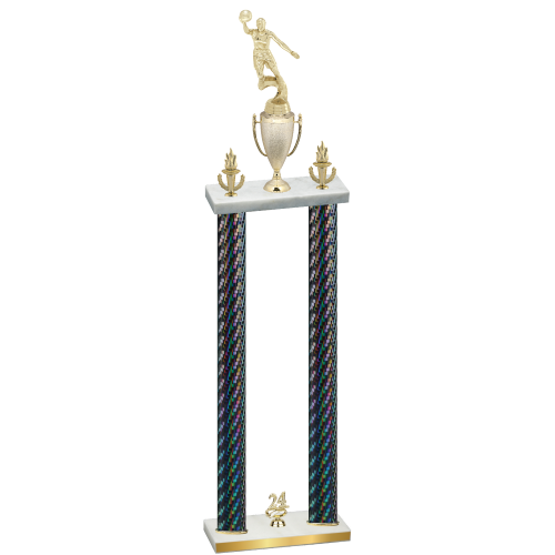 Double Black Carbon Fiber Year Basketball Trophy