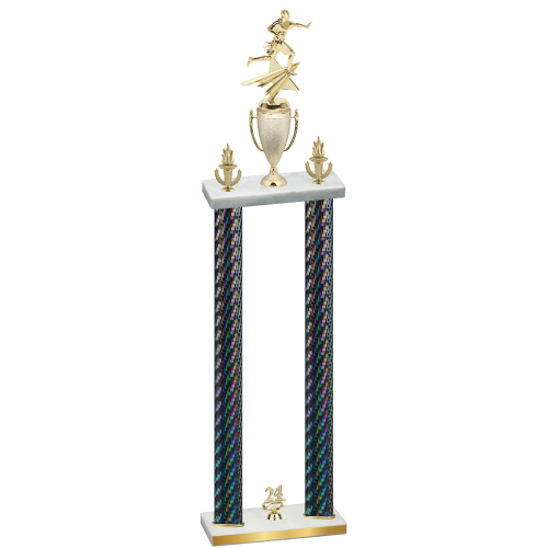 Double Black Carbon Fiber Year Flag Football Trophy