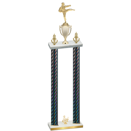 Double Black Carbon Fiber Third Place Karate Trophy