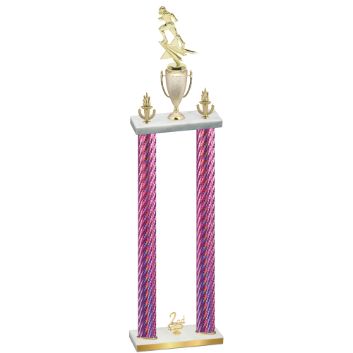 Double Pink Carbon Fiber Second Place Football Trophy