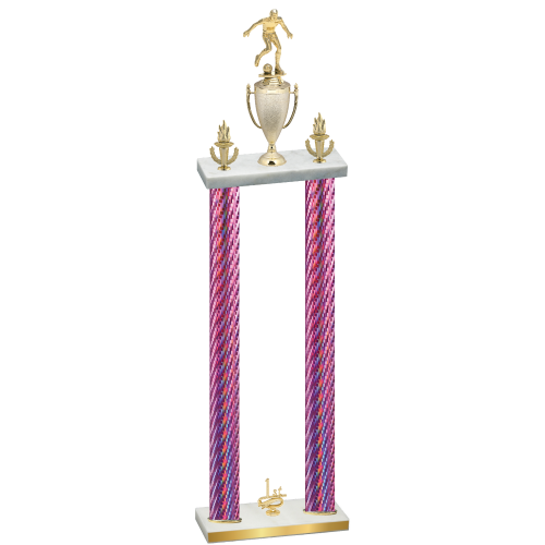 Double Pink Carbon Fiber First Place Soccer Trophy