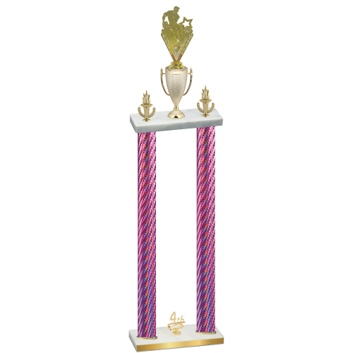 Double Pink Carbon Fiber Fourth Place Rugby Trophy