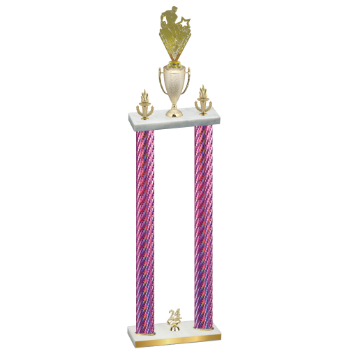 Double Pink Carbon Fiber Year Rugby Trophy