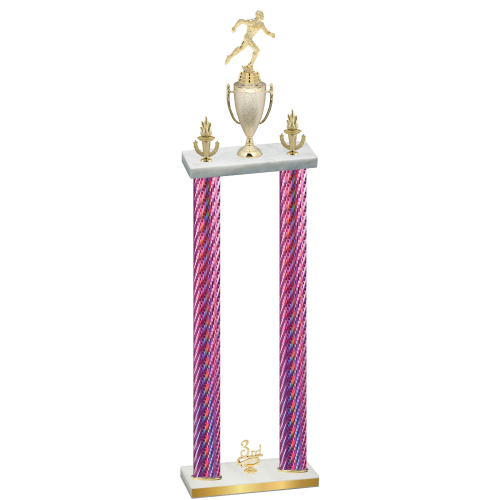 Double Pink Carbon Fiber Third Place Running Trophy