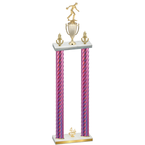 Double Pink Carbon Fiber Fourth Place Bowling Trophy