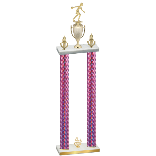 Double Pink Carbon Fiber Fourth Place Bowling Trophy