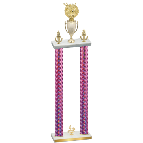 Double Pink Carbon Fiber Fourth Place Bowling Trophy