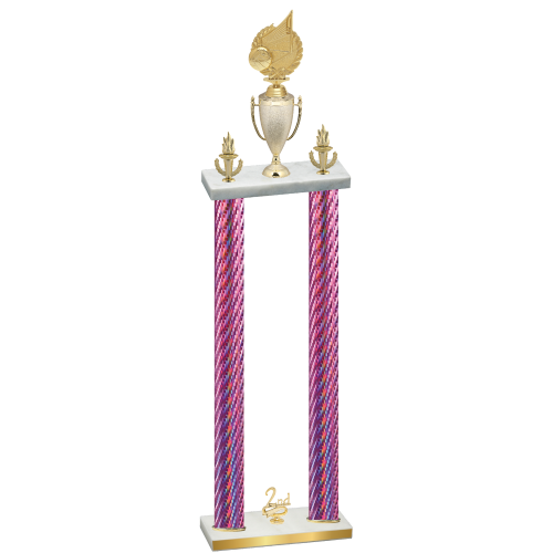 Double Pink Carbon Fiber Second Place Volleyball Trophy