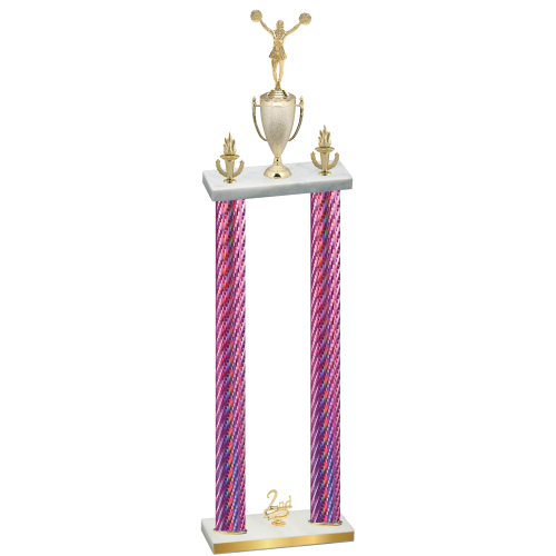 Double Pink Carbon Fiber Second Place Cheerleading Trophy