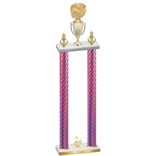 Double Pink Carbon Fiber Second Place Cheerleading Trophy
