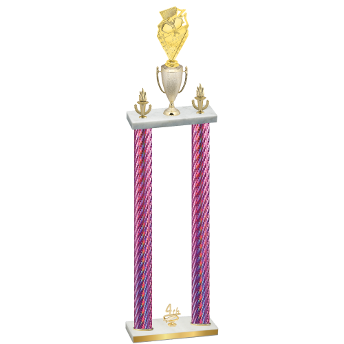 Double Pink Carbon Fiber Fourth Place Pickleball Trophy