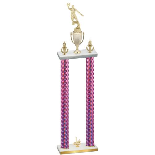 Double Pink Carbon Fiber First Place Basketball Trophy