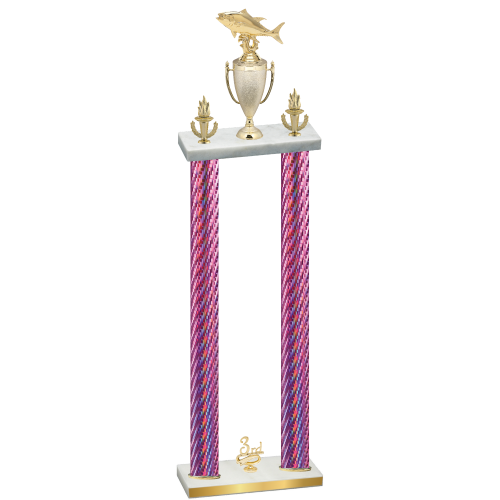 Double Pink Carbon Fiber Third Place Fishing Trophy