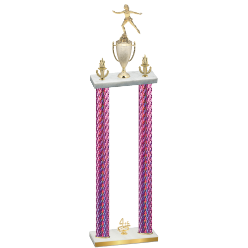 Double Pink Carbon Fiber Fourth Place Skater Trophy