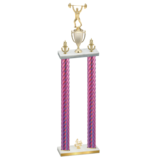 Double Pink Carbon Fiber Fourth Place Weights Trophy