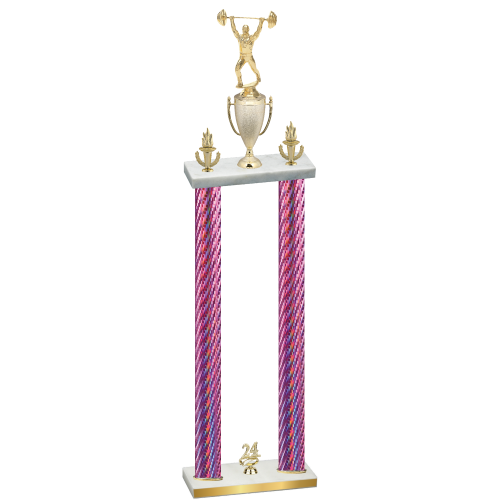 Double Pink Carbon Fiber Year Weights Trophy