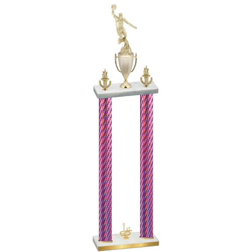 Double Pink Carbon Fiber First Place Basketball Trophy