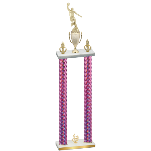 Double Pink Carbon Fiber Fourth Place Basketball Trophy