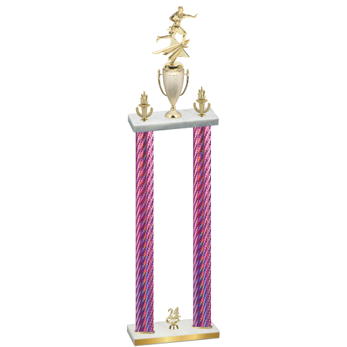 Double Pink Carbon Fiber Year Flag Football Trophy