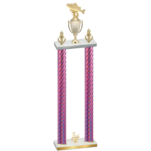 Double Pink Carbon Fiber Third Place Fishing Trophy