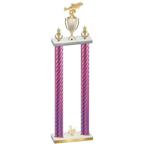 Double Pink Carbon Fiber Third Place Fishing Trophy