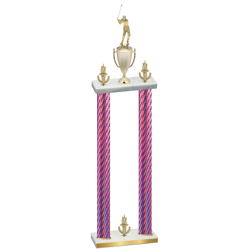 Double Pink Carbon Fiber Victory Golf Trophy
