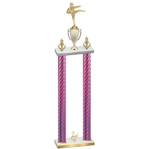 Double Pink Carbon Fiber Second Place Karate Trophy