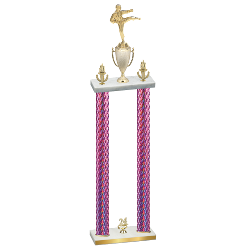 Double Pink Carbon Fiber Year Karate Trophy