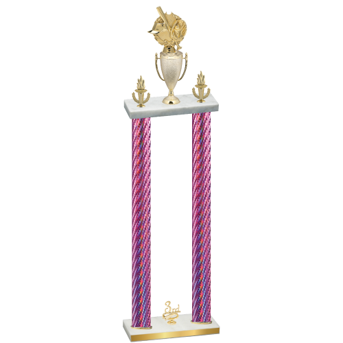 Double Pink Carbon Fiber Third Place Baseball Trophy