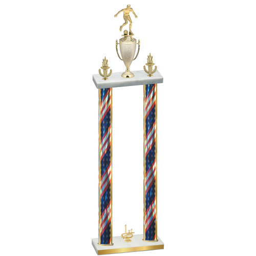 Double Flag USA First Place Soccer Trophy