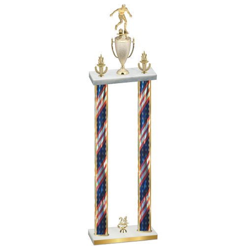 Double Flag USA Year Soccer Trophy
