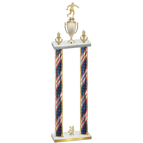 Double Flag USA Year Soccer Trophy