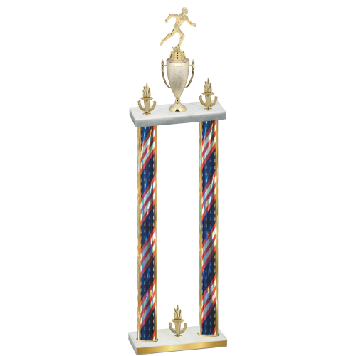 Double Flag USA Victory Running Trophy