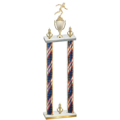 Double Flag USA Victory Running Trophy