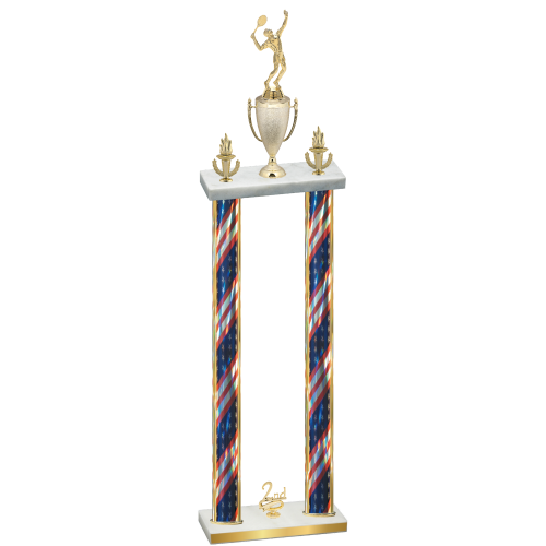 Double Flag USA Second Place Tennis Trophy