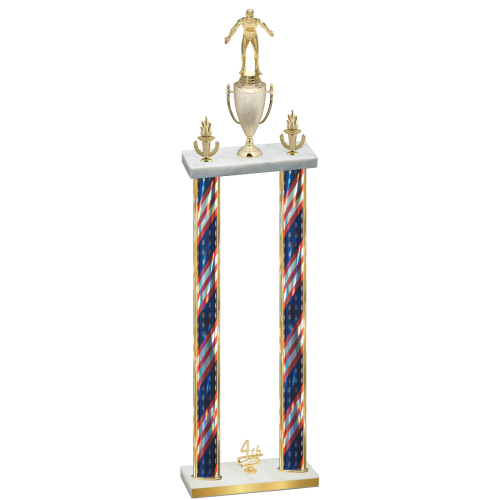 Double Flag USA Fourth Place Wrestling Trophy