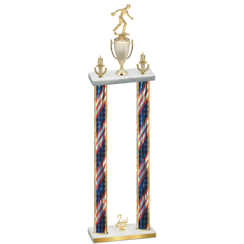 Double Flag USA Second Place Bowling Trophy